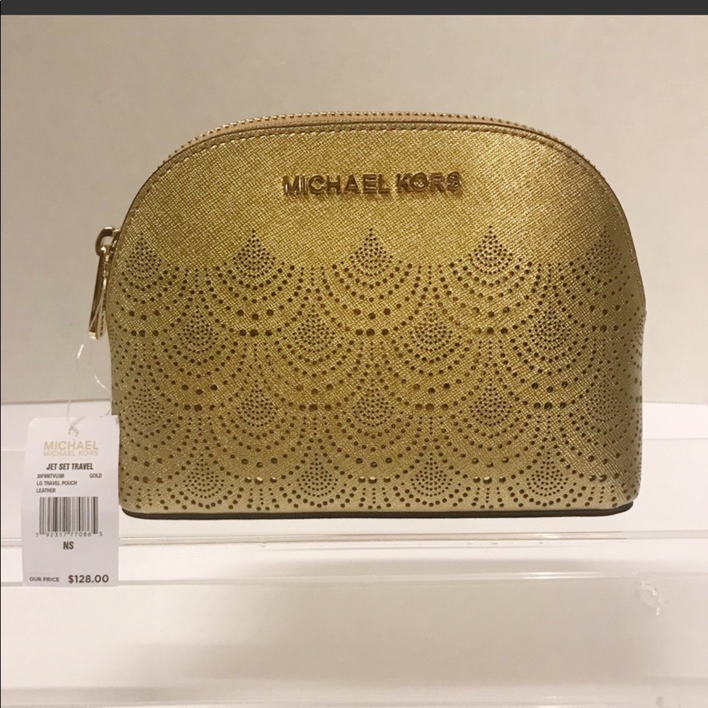Michael Kors Jet Set Pouch Gold NWT